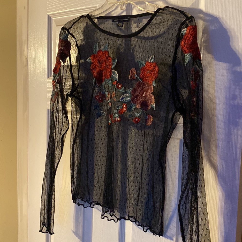 American eagle rose Mesh top